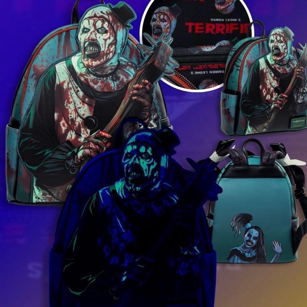 Loungefly Terrifier Art the Clown Blood Splatter Glow-in-the-Dark Mini-Backpack
